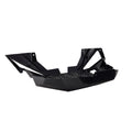 The Fascia-Front,Blk by Polaris is a black, angular plastic body panel with mounting points and a textured center—perfect as an OEM part or accessory for Polaris UTVs.