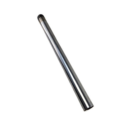 A sleek, cylindrical Kit, Fork Pipe Complete by Polaris with a darkened, rounded tip rests diagonally on a white background—an essential OEM Victory Polaris component.
