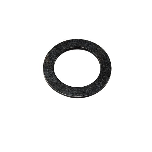 A flat, round black metal Washer by Polaris with a center hole is shown on a white background—perfect as an OEM Victory motorcycle part from Witchdoctors.