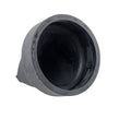 A black, round Airbox Valve by Polaris for Off Road vehicles, cup-shaped with a slightly tapered side, showing the inner part and rim from an angled view, isolated on a white background.