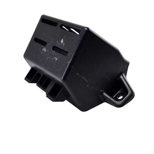 A black rectangular Polaris Panel-Switch, Overhead, Blk with multiple slots and a mounting tab is shown against a white background.
