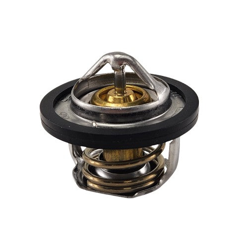 A close-up of Thermostat By Arctic Cat for UTVs, showcasing its metal frame, spring, brass center, and black rubber gasket—a genuine OEM part designed to ensure optimal engine performance.
