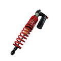 The Front Gas Shock Absorber Force Red by CFMOTO features a red coil-over with a black cylinder, isolated on white—perfect for replacing CFmoto OEM parts or upgrading your UTV and ATV.