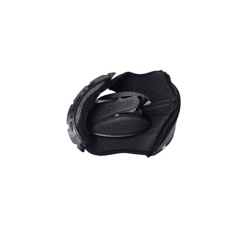 The OF-87 Comfort Liner by GMAX is a black, curved, padded helmet liner with ventilation holes for comfort and protection inside your helmet, shown on a white background.