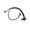A black Ignition Cable Assy SAE by Can-Am, coiled and labeled with blue tags, set on a white background—perfect as a replacement part for various Can-Am ATV and UTV models.