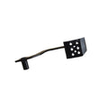 Black welded metal brake pedal with perforated rectangular footpad and cylindrical mounting end.