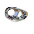A chrome Tri Oval Exhaust Tip by Cobra USA, featuring a shiny silver finish and sleek dual openings reminiscent of modern automotive style, isolated on a white background.
