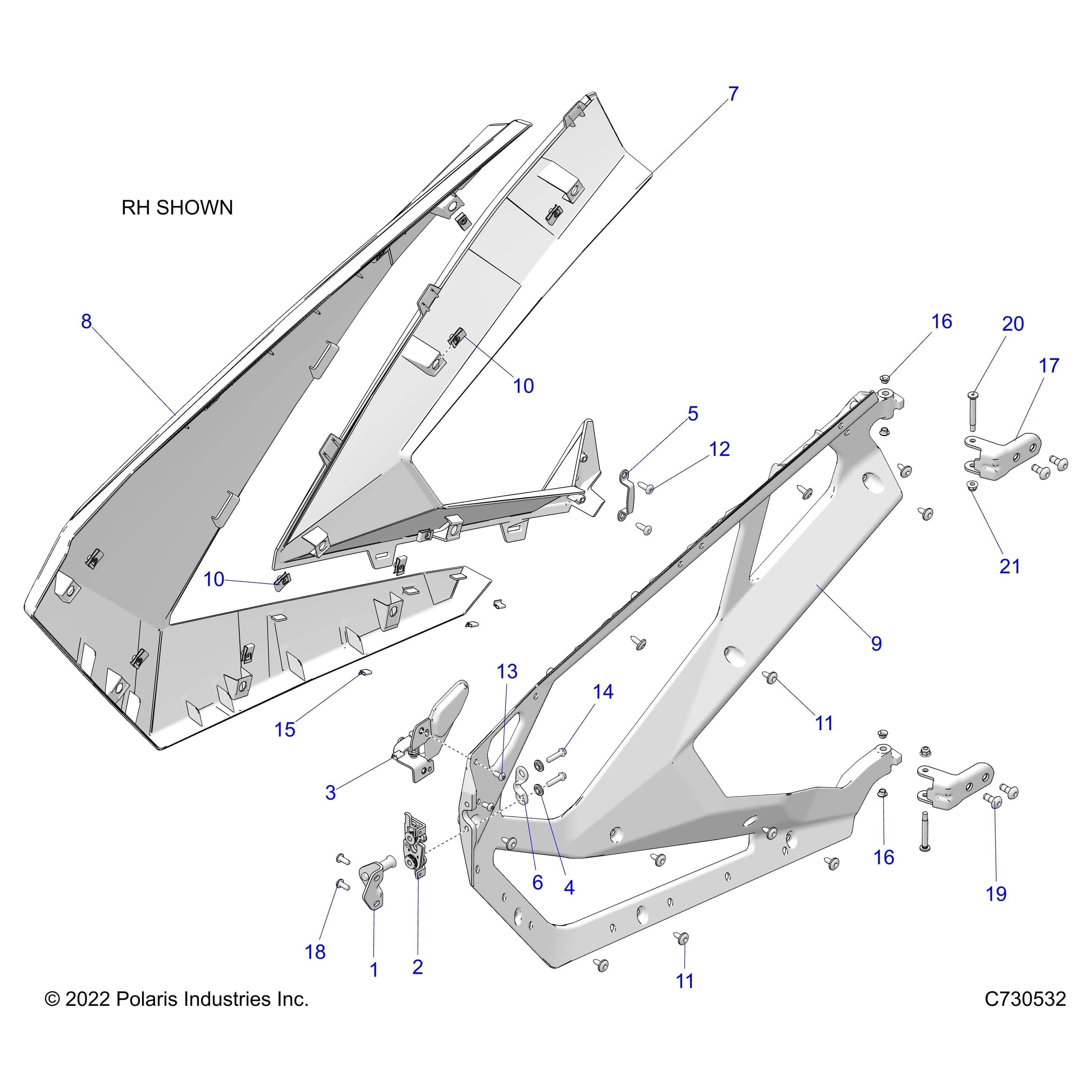 Panel-Door,Rear Prem,Lh,Blk by Polaris 5456154-070 OEM Hardware P5456154-070 Off Road Express