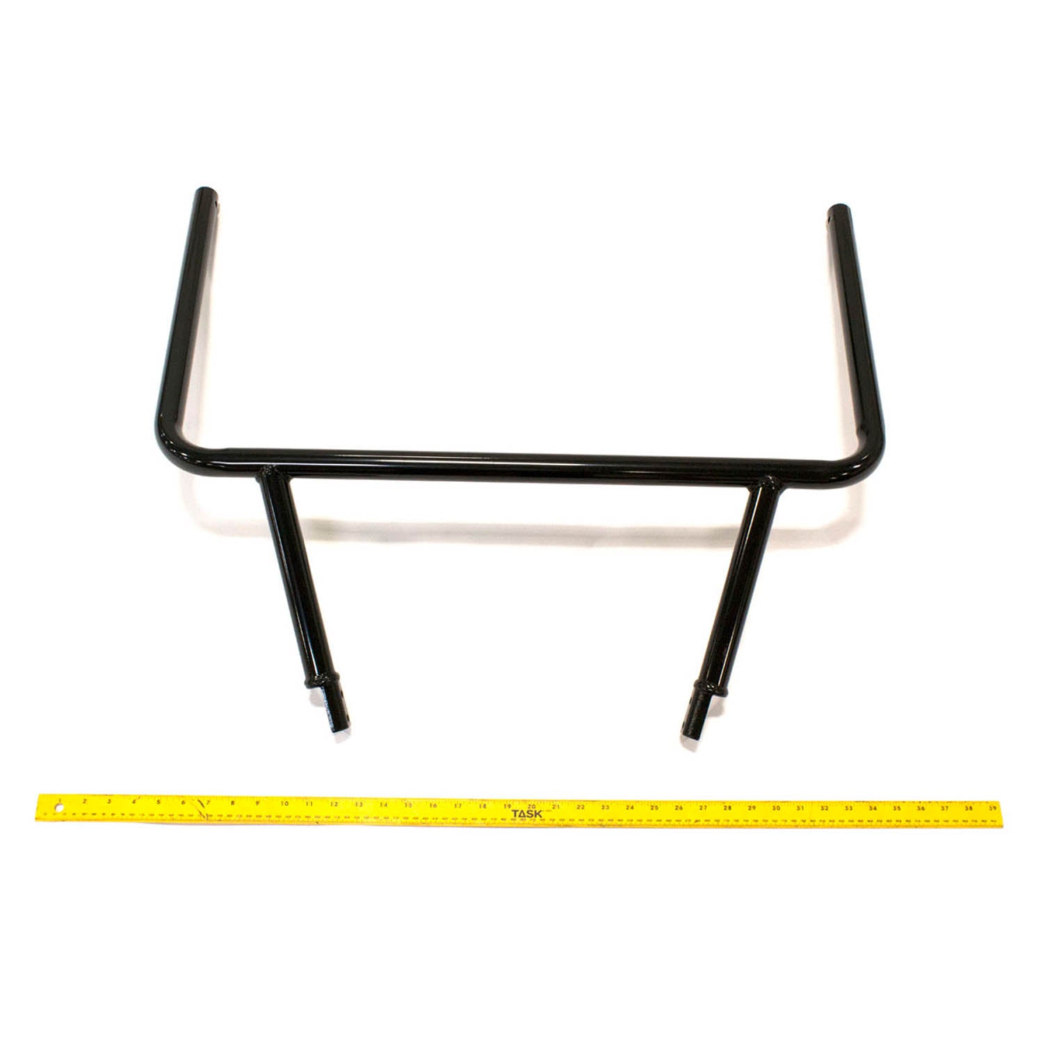 Black metal front cab frame weld with angled lower mounting arms and rectangular upper shape.