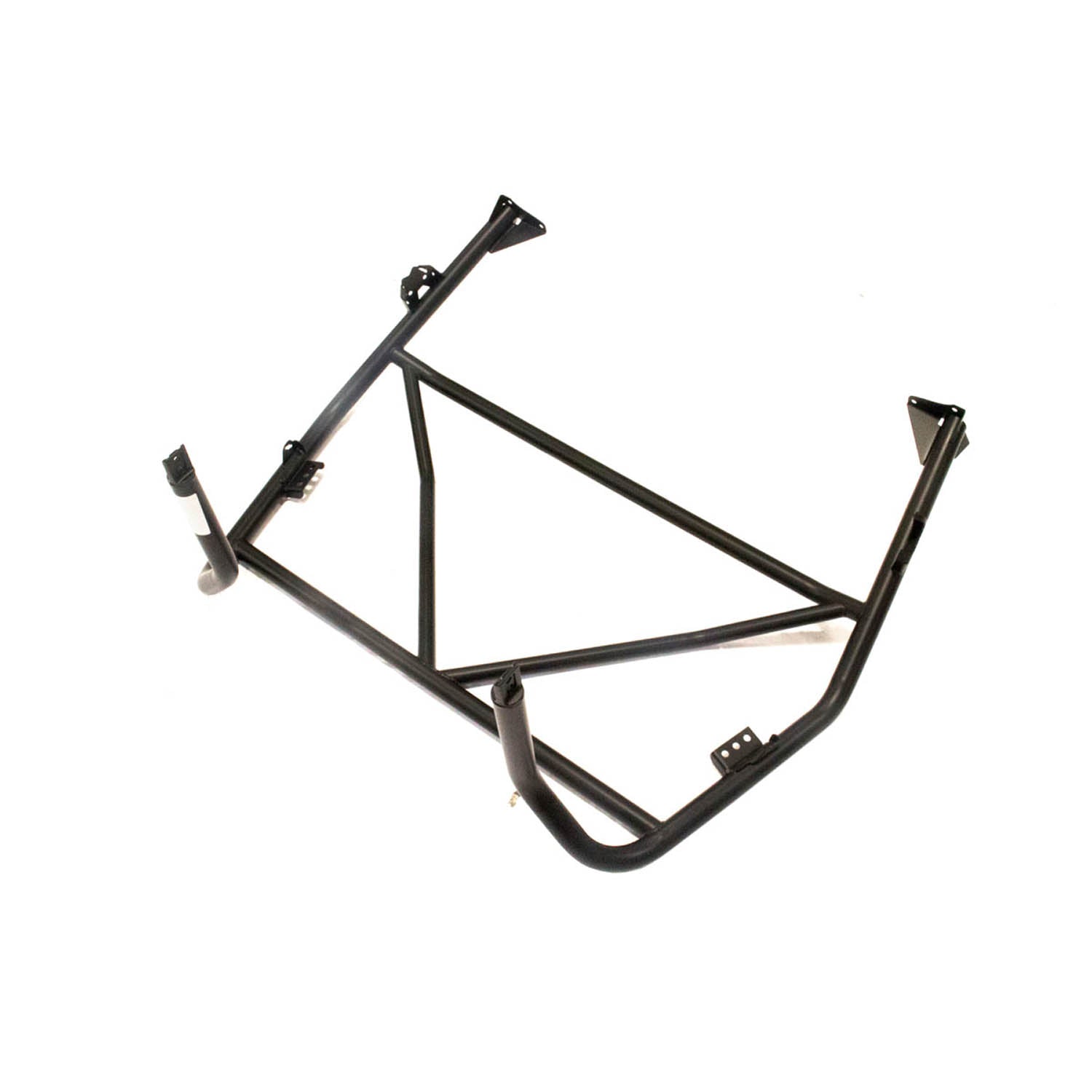 Black tubular steel frame designed for Polaris RZR 170 back cab support with mounting brackets.