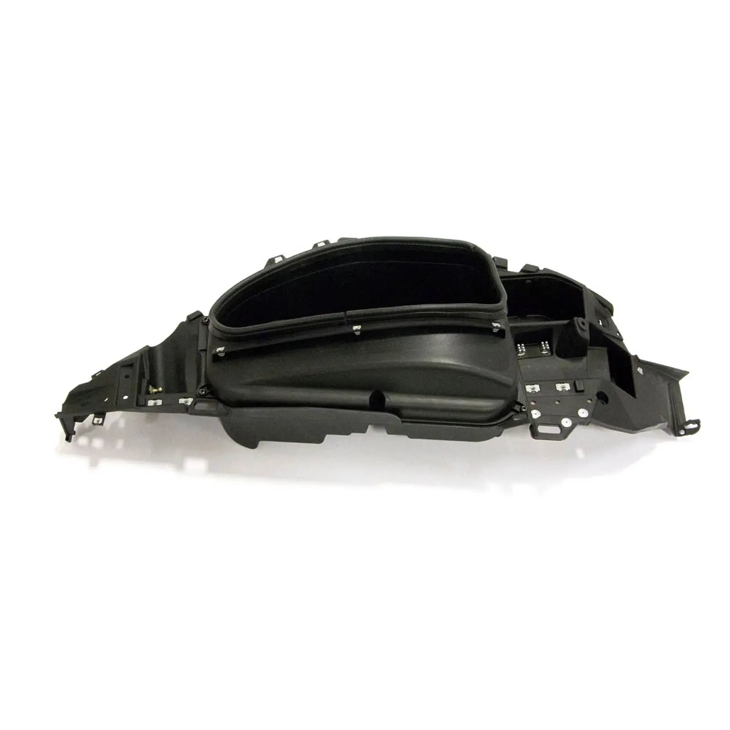 Black plastic right saddlebag inner bin with contoured shape and mounting points for 2008-2017 Victory Vision motorcycles.