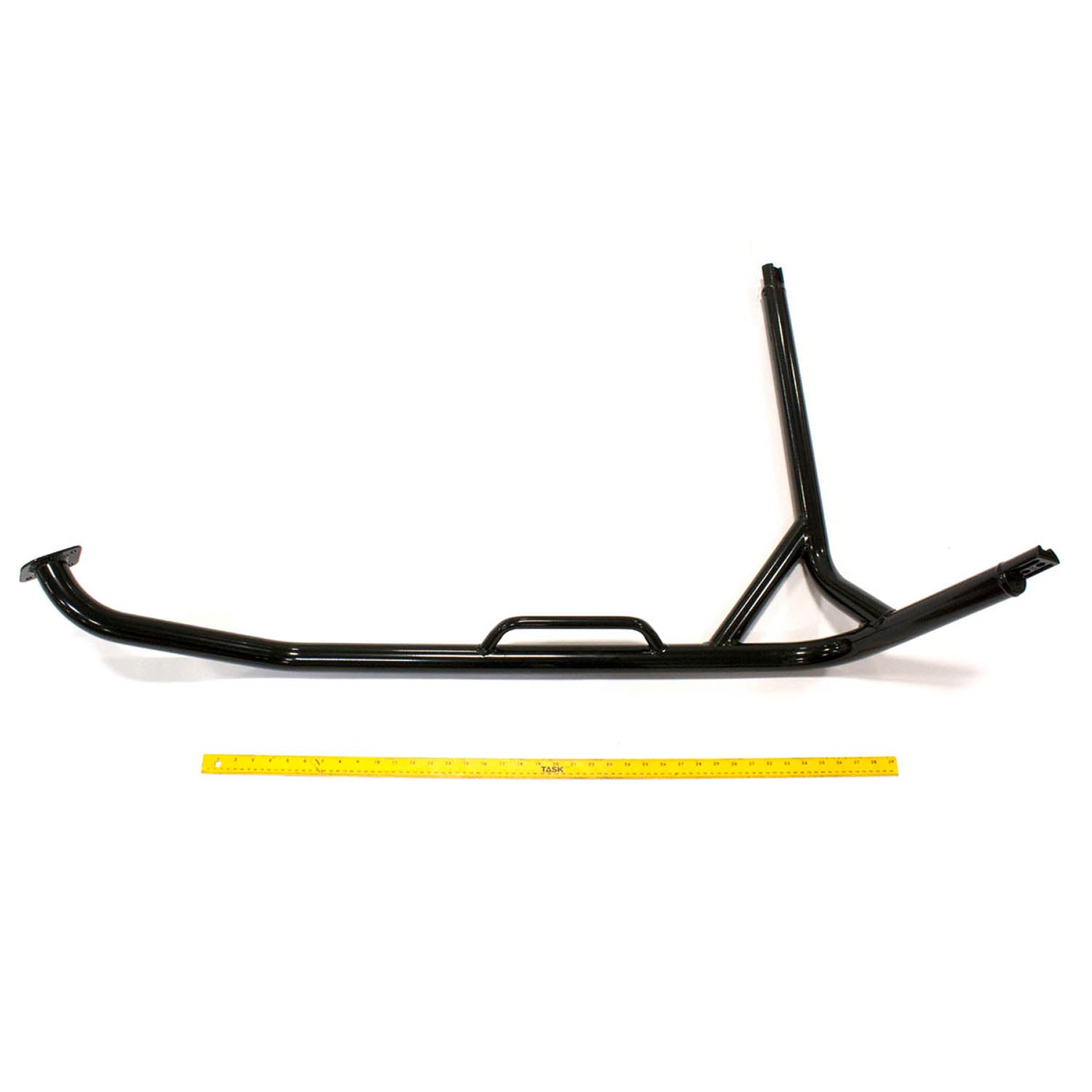 Black welded metal cab frame for right front side, with angular support bars and mounting points.