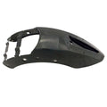 Black molded plastic rear fender with mounting holes and aerodynamic shape.