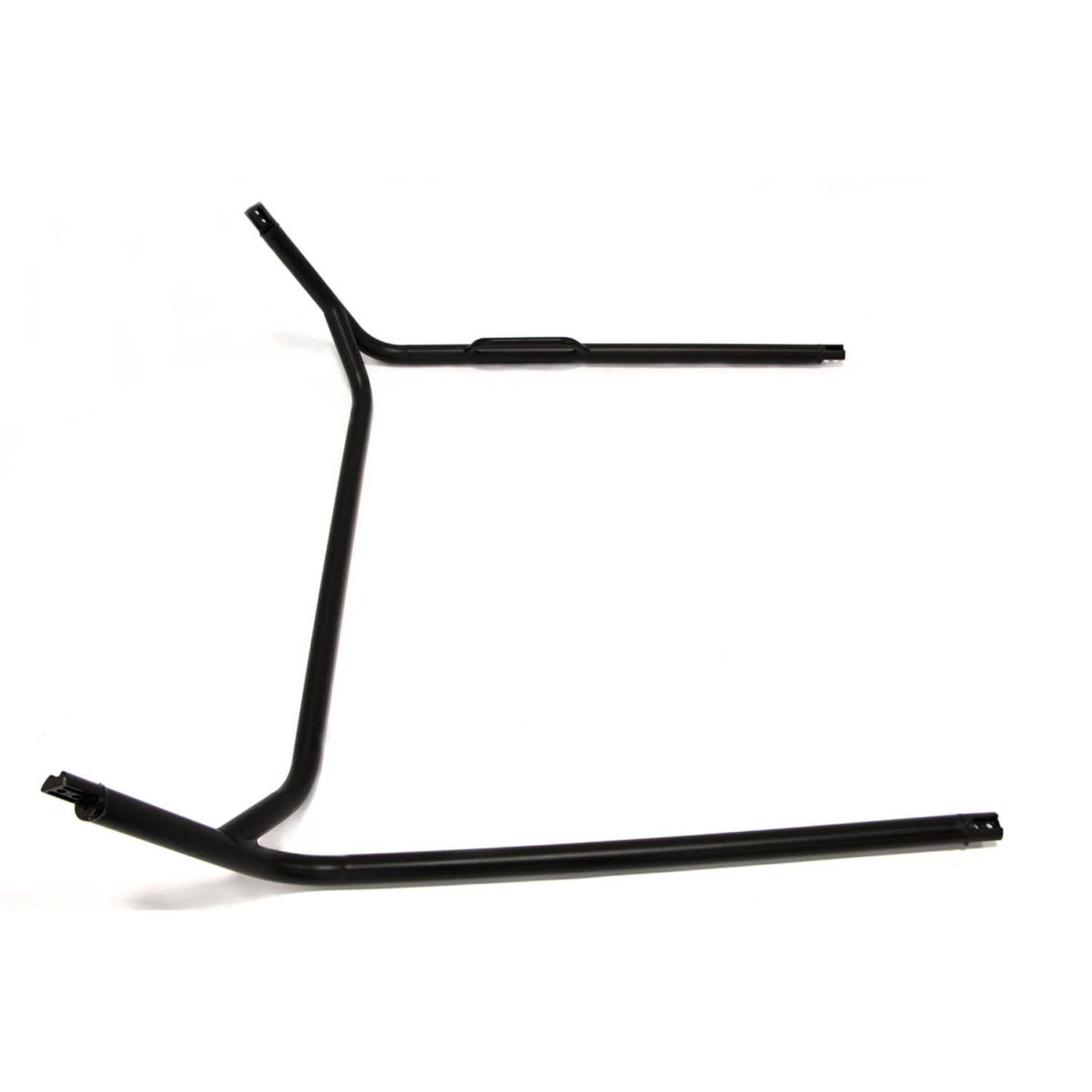 Matte black steel front cab frame weld with angled support bars for UTV protection.