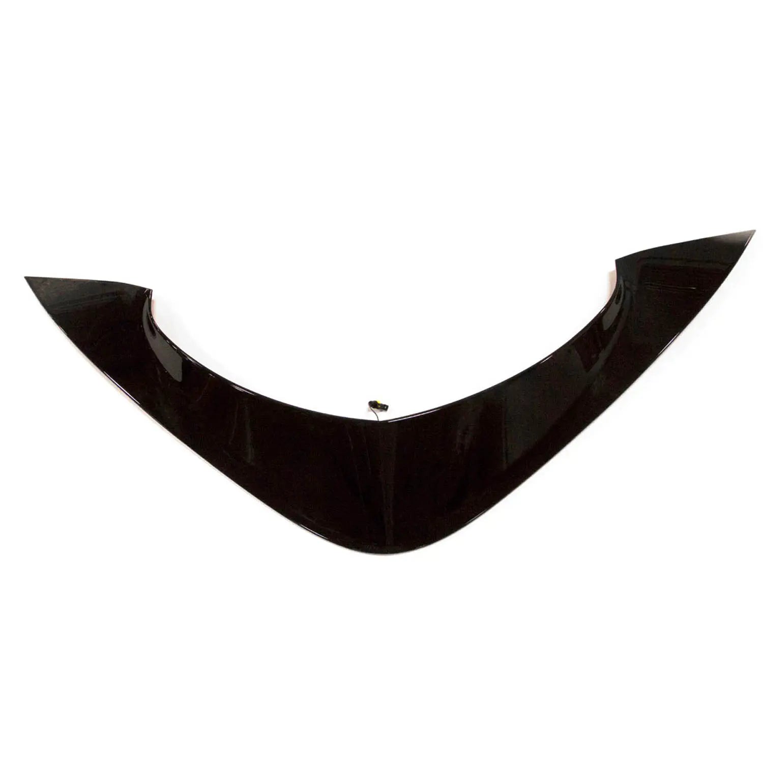 Glossy black curved triangular access panel with smooth edges and a central mounting point.