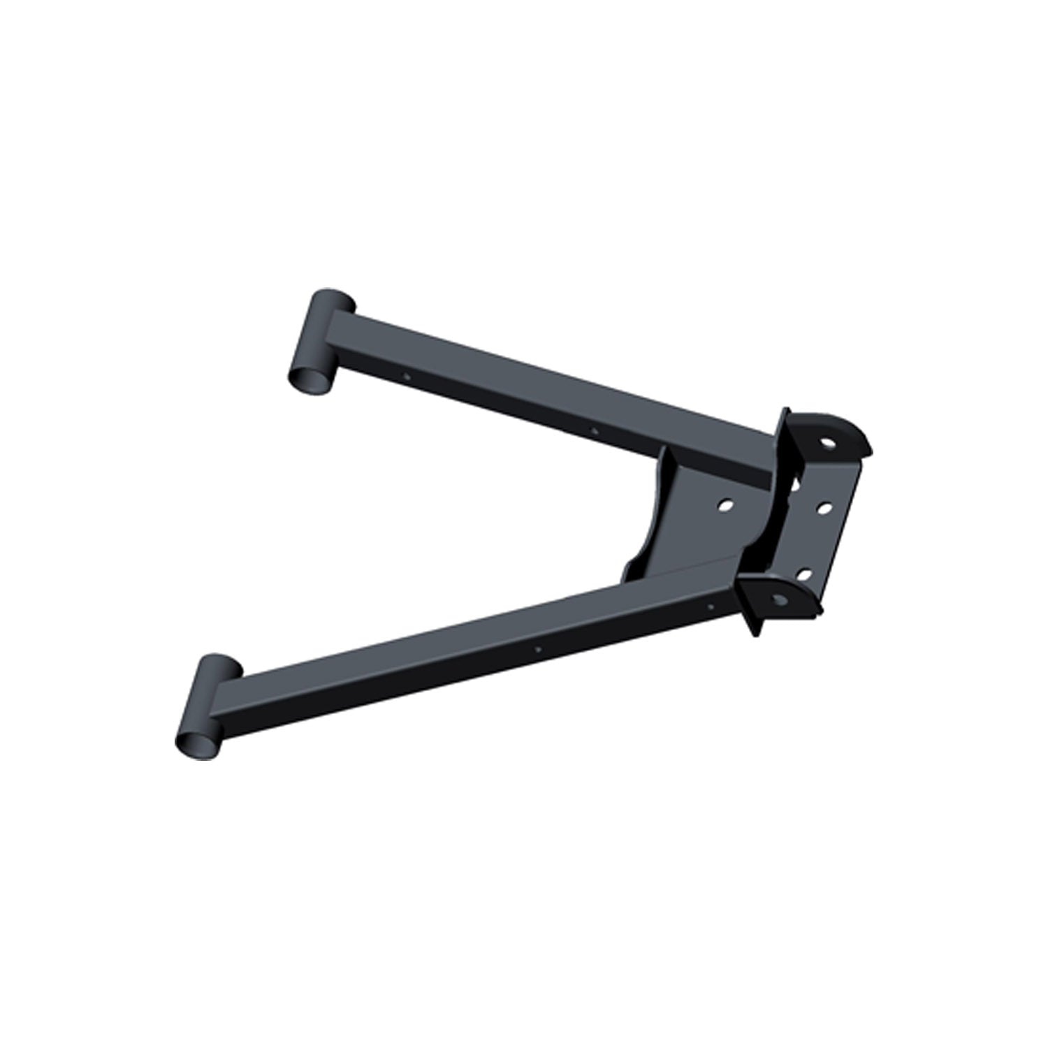Matte black rear lower A-arm with reinforced mounting points for off-road UTV suspension.
