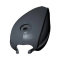Matte black motorcycle fuel tank with smooth curves and central circular fuel cap opening.