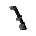 Black welded steel engine mount bracket with rectangular tubing and mounting flanges.