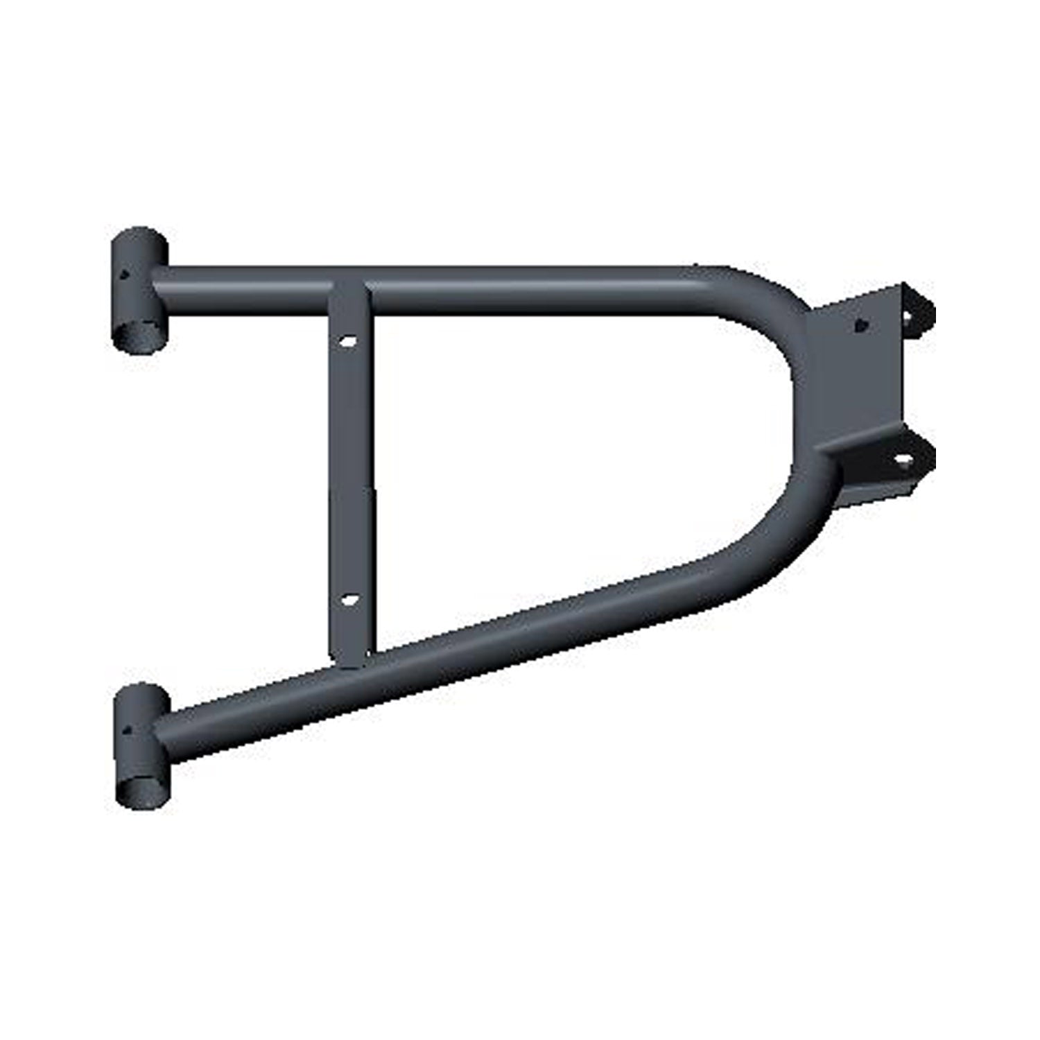 Black metal rear upper A-arm suspension component with mounting points for Polaris UTV.