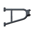 Black metal rear upper right A-arm with tubular design and mounting points for Polaris UTV.