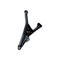 Black metal upper right front A-arm suspension part with mounting points and reinforcement braces.