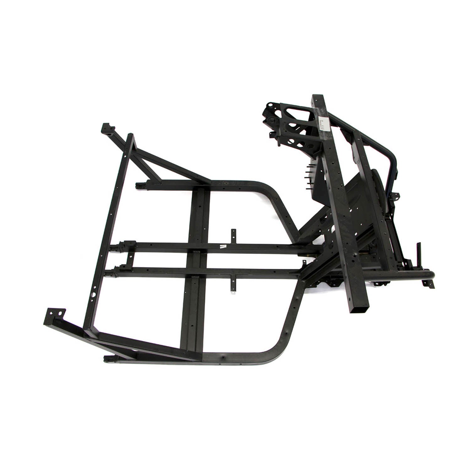 Matte black metal front main frame weld with angular tubular construction for Polaris UTV.