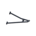 Black metal front lower left A-arm with triangular tubular design for offroad UTV suspension.