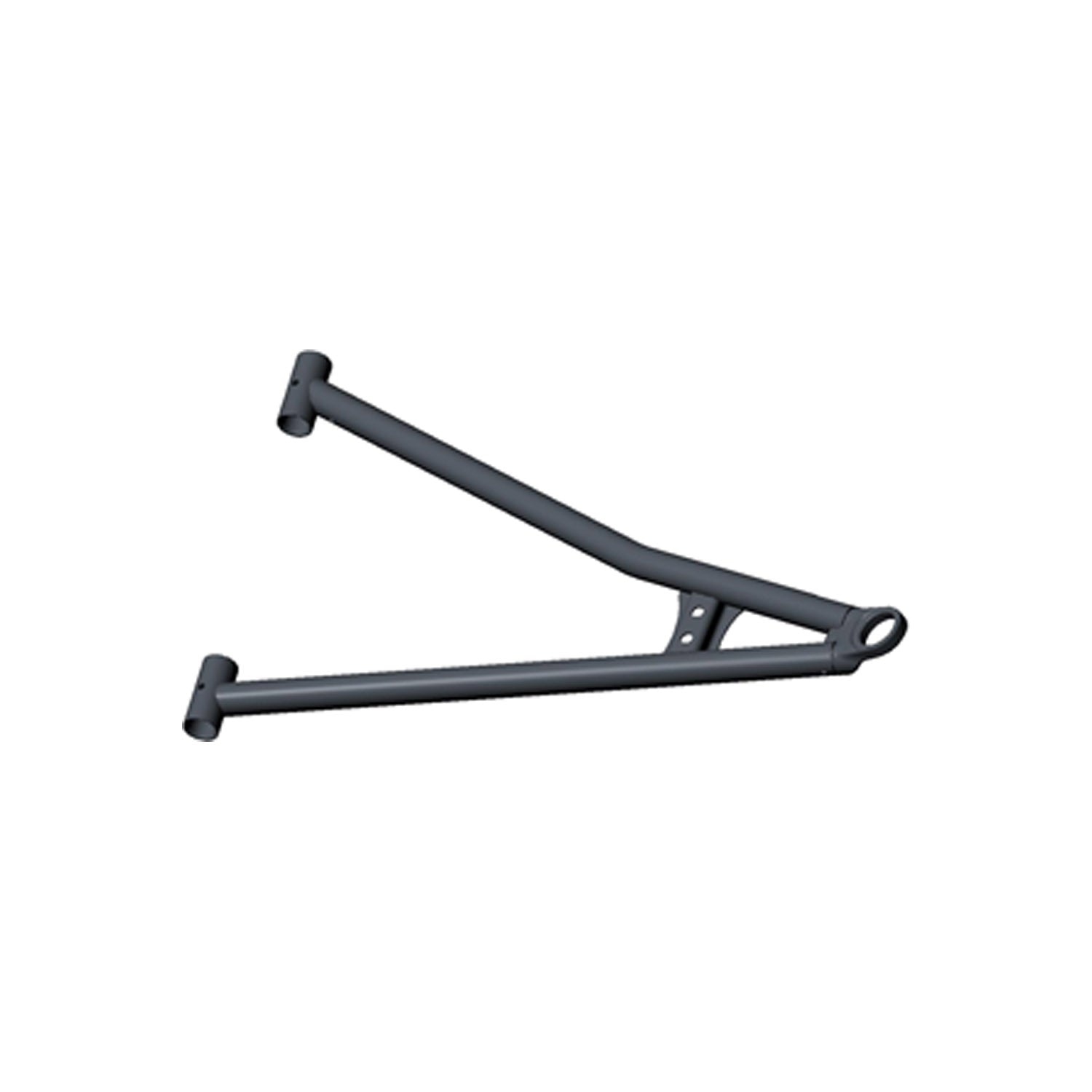 Matte black metal front lower left A-arm with triangular tubular frame design for Polaris UTV.