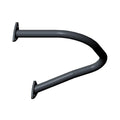 Black metal highway bar with two mounting plates for left side motorcycle installation.