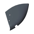 Matte black triangular brake caliper cover with two mounting holes and a small notch.