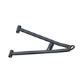 Black metal front lower A-arm for Polaris UTV, triangular frame with mounting points on each end.