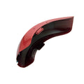 Curved front fender in glossy Indian red and black paint with mounting holes and smooth finish.