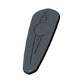 Black rubber floorboard pad with textured grooves and oval center emblem for Indian motorcycle.