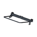 Black metal seat base support frame with mounting brackets, designed for Polaris UTV models.