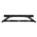 Black metal rear lower cab frame bracket with multiple mounting slots and holes.