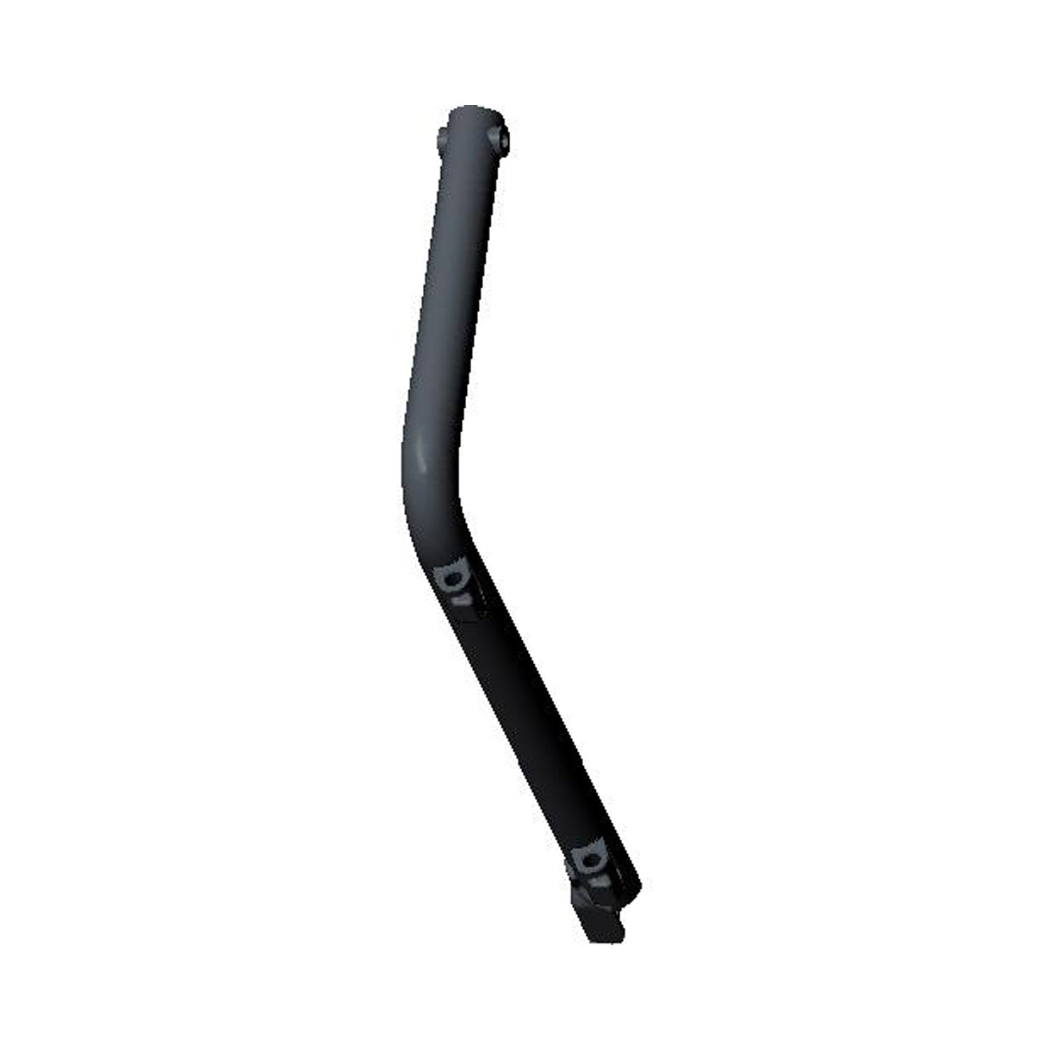 Matte black curved metal bolster bar with mounting points on both ends.