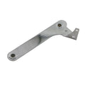 Chrome metal light bar bracket with two mounting holes and angled end plate.