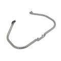Chrome-finished highway crash bar with curved design and mounting brackets for motorcycle protection.