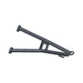 Matte black metal front lower left A-arm with tubular frame design for offroad vehicle suspension.