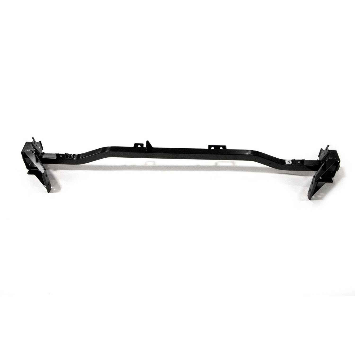 Black welded steel rear cab support bar with mounting brackets and angular ends.