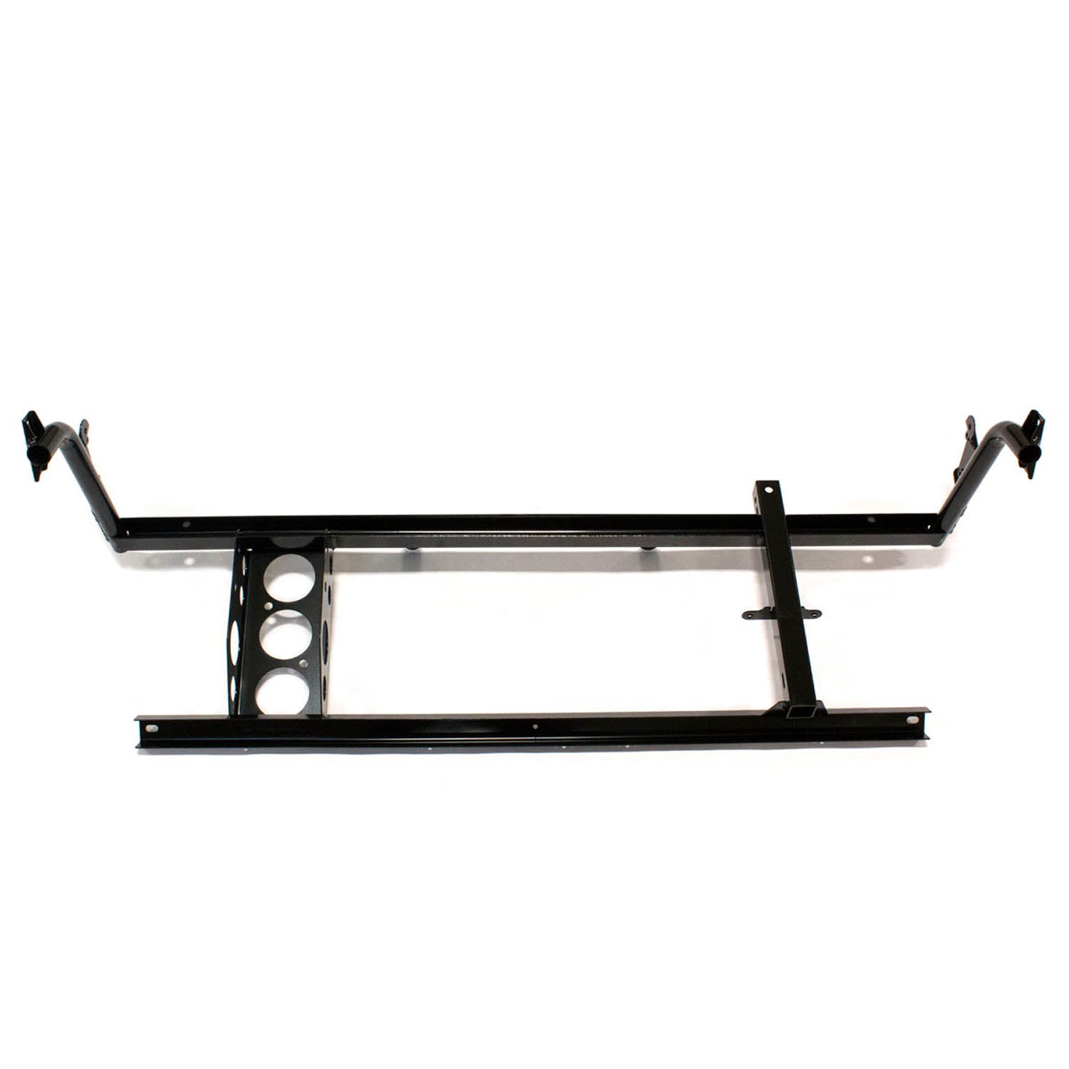 Black metal dash bracket with mounting points and circular cutouts for Polaris UTV models.