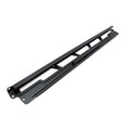 Matte black metal rear cab support bracket with multiple mounting holes and welded frame.