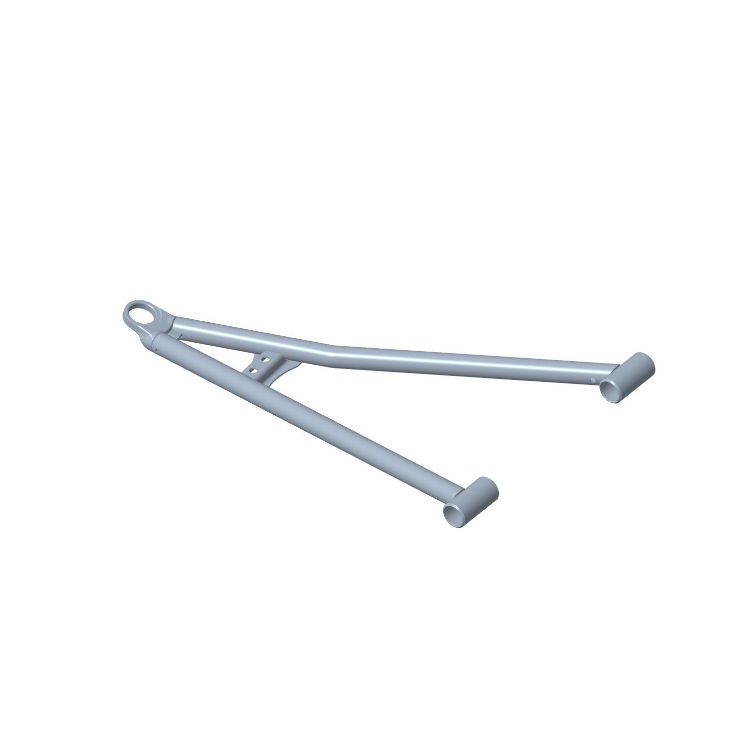 Black metal lower front A-arm for Polaris UTV with reinforced triangular design.