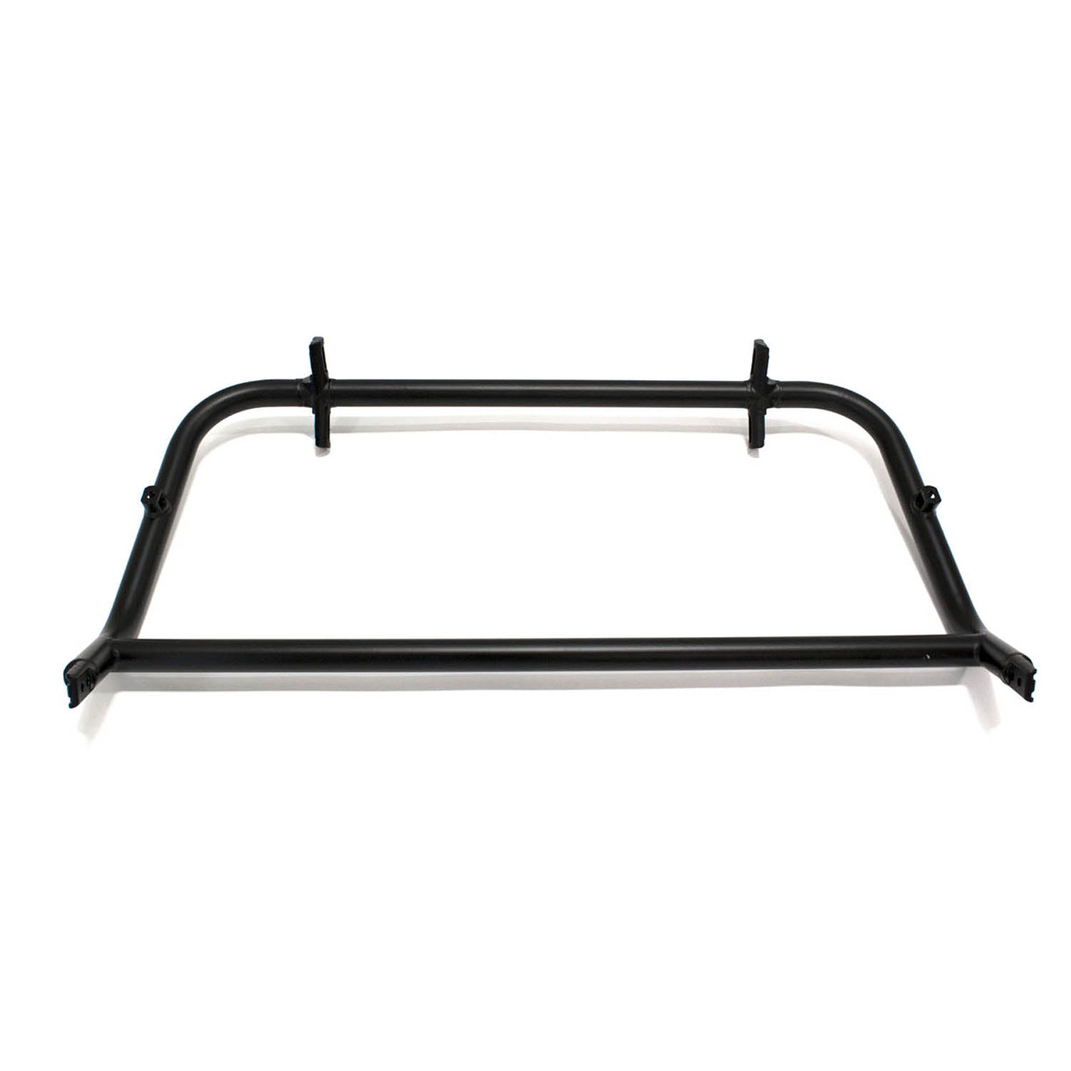 Matte black metal rear roll hoop bar with mounting brackets for Polaris RZR vehicles.
