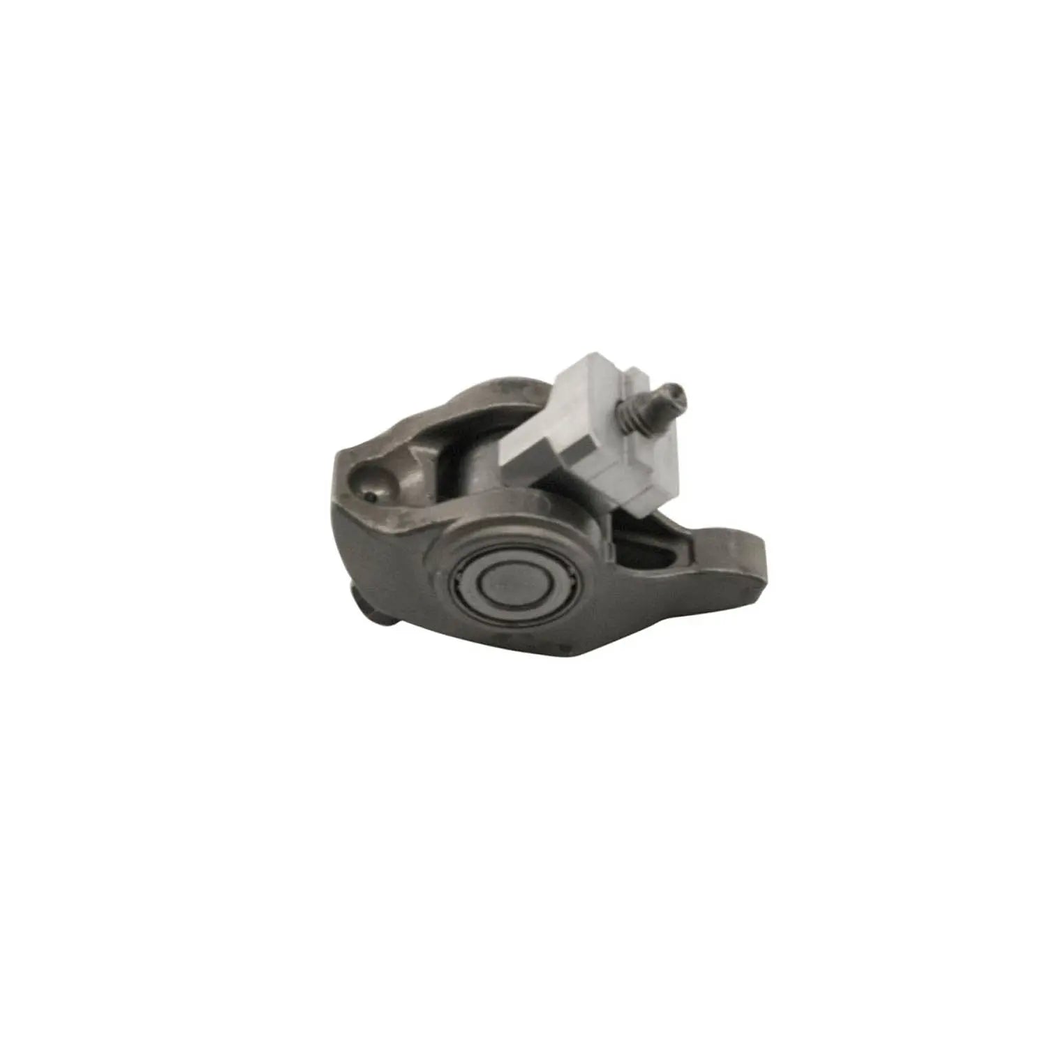 Metal rocker arm with integrated bearing and bolt for Polaris vehicles, gray finish.