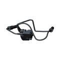 Black ignition coil with integrated leads and connectors for motorcycle use.