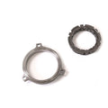 Metal starter hub sprag clutch assembly with circular ring and toothed clutch gear.