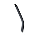Matte black curved metal exhaust shield with smooth surface and tapered end.