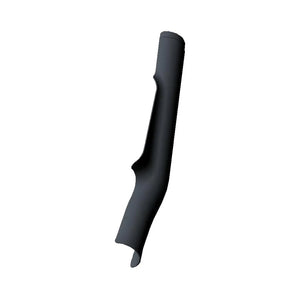 Matte black curved tubular motorcycle collector shield with smooth finish and contoured edges.