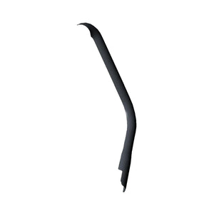 Matte black contoured exhaust headpipe shield with smooth, angled design.